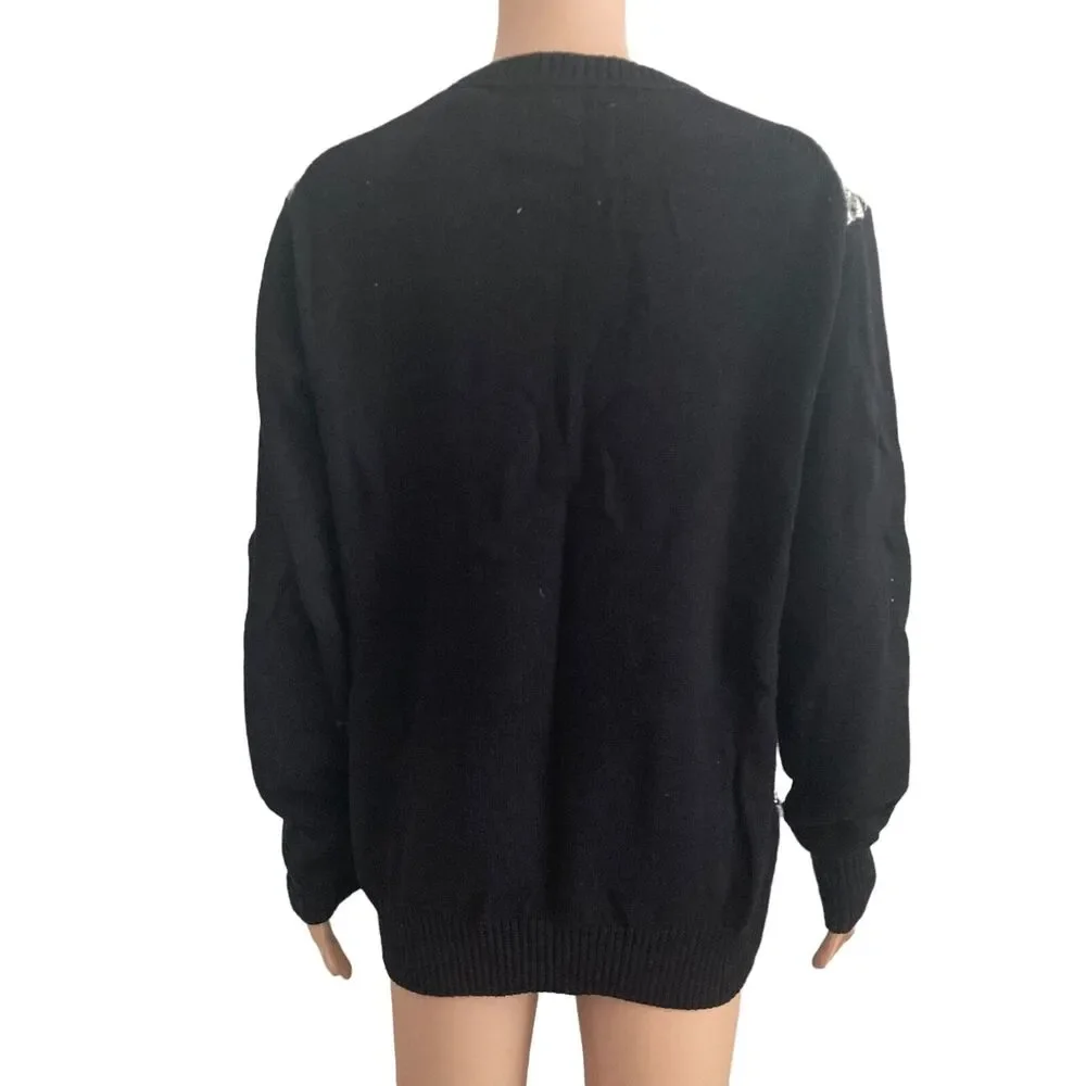 Original WeatherProof Vintage Sweater Mens Medium Fair Isle Black White